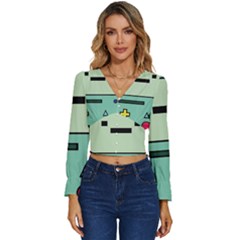 Adventure Time Beemo Bmo Illustration Cartoons Long Sleeve V-neck Top by Sarkoni