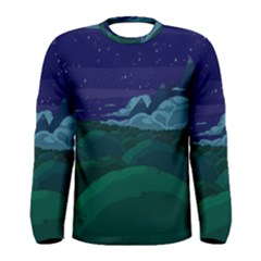 Adventure Time Cartoon Night Green Color Sky Nature Men s Long Sleeve T-shirt by Sarkoni