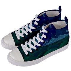 Adventure Time Cartoon Night Green Color Sky Nature Women s Mid-top Canvas Sneakers by Sarkoni