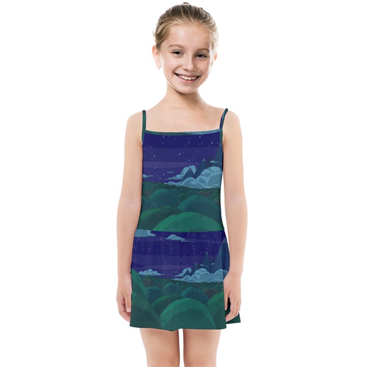 Adventure Time Cartoon Night Green Color Sky Nature Kids  Summer Sun Dress