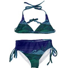 Adventure Time Cartoon Night Green Color Sky Nature Kids  Classic Bikini Set by Sarkoni