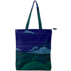 Adventure Time Cartoon Night Green Color Sky Nature Double Zip Up Tote Bag by Sarkoni