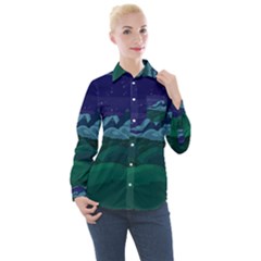 Adventure Time Cartoon Night Green Color Sky Nature Women s Long Sleeve Pocket Shirt