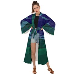 Adventure Time Cartoon Night Green Color Sky Nature Maxi Kimono by Sarkoni