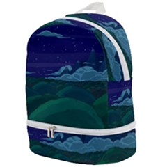 Adventure Time Cartoon Night Green Color Sky Nature Zip Bottom Backpack by Sarkoni