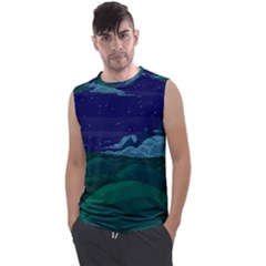 Adventure Time Cartoon Night Green Color Sky Nature Men s Regular Tank Top by Sarkoni