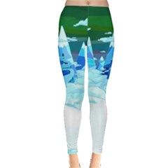 Frost Mountains Illustration Adventure Time Fantasy Art Landscape Everyday Leggings  by Sarkoni