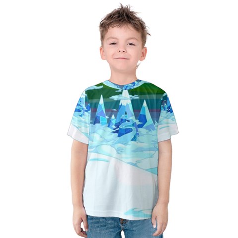 Frost Mountains Illustration Adventure Time Fantasy Art Landscape Kids  Cotton T-shirt by Sarkoni