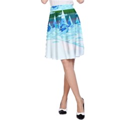 Frost Mountains Illustration Adventure Time Fantasy Art Landscape A-line Skirt by Sarkoni