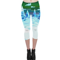 Frost Mountains Illustration Adventure Time Fantasy Art Landscape Capri Leggings  by Sarkoni