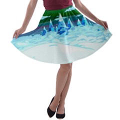 Frost Mountains Illustration Adventure Time Fantasy Art Landscape A-line Skater Skirt by Sarkoni