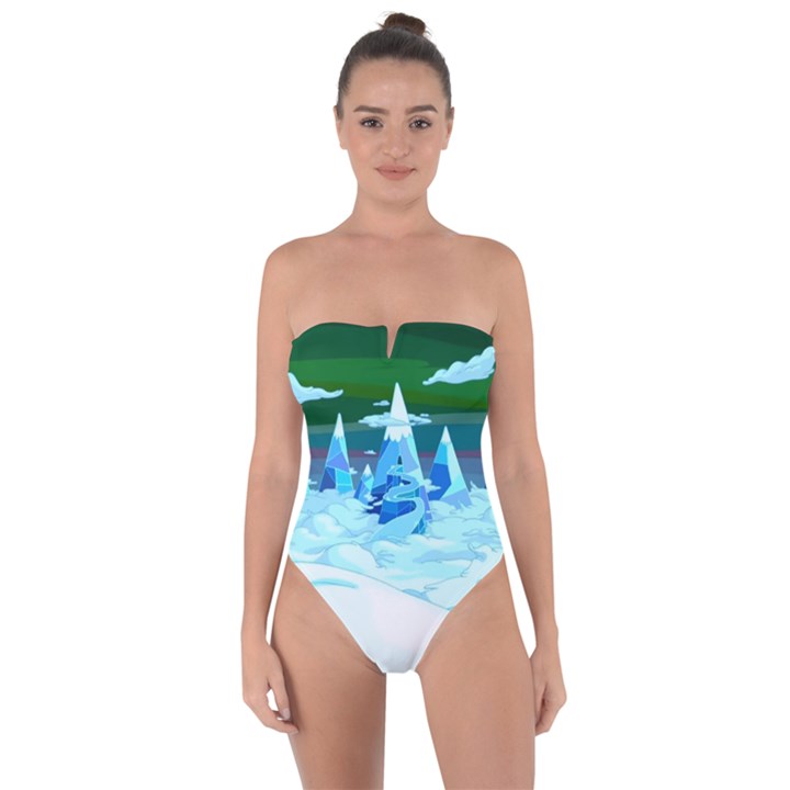 Frost Mountains Illustration Adventure Time Fantasy Art Landscape Tie Back One Piece Swimsuit