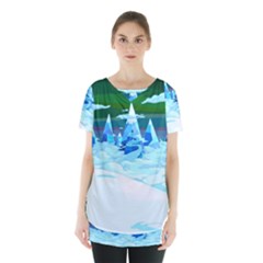 Frost Mountains Illustration Adventure Time Fantasy Art Landscape Skirt Hem Sports Top by Sarkoni