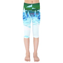 Frost Mountains Illustration Adventure Time Fantasy Art Landscape Kids  Capri Leggings  by Sarkoni