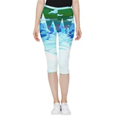 Frost Mountains Illustration Adventure Time Fantasy Art Landscape Inside Out Lightweight Velour Capri Leggings  by Sarkoni