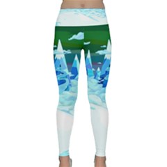 Frost Mountains Illustration Adventure Time Fantasy Art Landscape Lightweight Velour Classic Yoga Leggings by Sarkoni