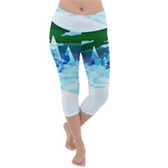 Frost Mountains Illustration Adventure Time Fantasy Art Landscape Lightweight Velour Capri Yoga Leggings by Sarkoni