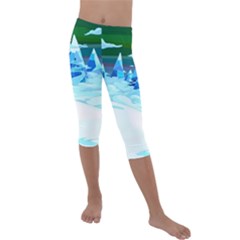 Frost Mountains Illustration Adventure Time Fantasy Art Landscape Kids  Lightweight Velour Capri Leggings  by Sarkoni