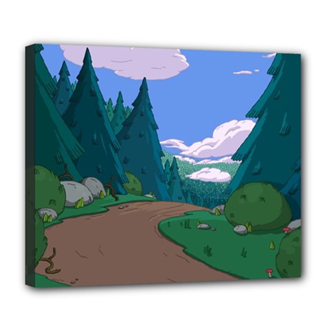 Adventure Time Cartoon Pathway Deluxe Canvas 24  X 20  (stretched) by Sarkoni