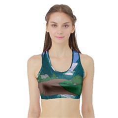 Adventure Time Cartoon Pathway Sports Bra With Border by Sarkoni