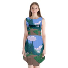 Adventure Time Cartoon Pathway Sleeveless Chiffon Dress   by Sarkoni