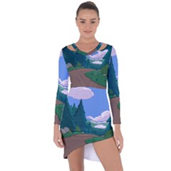 Adventure Time Cartoon Pathway Asymmetric Cut-out Shift Dress by Sarkoni