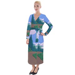 Adventure Time Cartoon Pathway Velvet Maxi Wrap Dress by Sarkoni