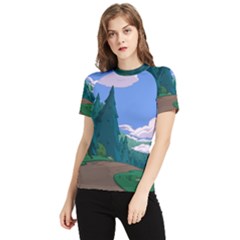 Adventure Time Cartoon Pathway Women s Short Sleeve Rash Guard by Sarkoni