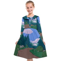 Adventure Time Cartoon Pathway Kids  Midi Sailor Dress by Sarkoni