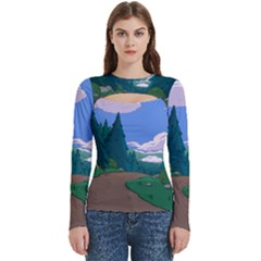 Adventure Time Cartoon Pathway Women s Cut Out Long Sleeve T-shirt by Sarkoni