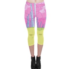 Red Mushroom Animation Adventure Time Cartoon Multi Colored Capri Leggings  by Sarkoni