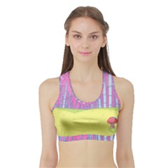 Red Mushroom Animation Adventure Time Cartoon Multi Colored Sports Bra With Border by Sarkoni