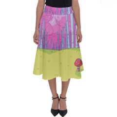 Red Mushroom Animation Adventure Time Cartoon Multi Colored Perfect Length Midi Skirt by Sarkoni