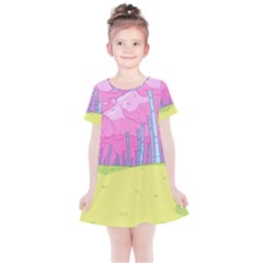 Red Mushroom Animation Adventure Time Cartoon Multi Colored Kids  Simple Cotton Dress by Sarkoni