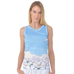 White Petaled Flowers Illustration Adventure Time Cartoon Women s Basketball Tank Top by Sarkoni