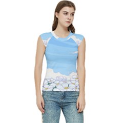 White Petaled Flowers Illustration Adventure Time Cartoon Women s Raglan Cap Sleeve T-shirt by Sarkoni