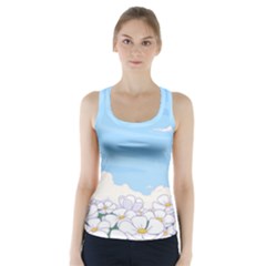 White Petaled Flowers Illustration Adventure Time Cartoon Racer Back Sports Top by Sarkoni