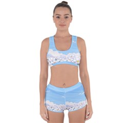 White Petaled Flowers Illustration Adventure Time Cartoon Racerback Boyleg Bikini Set by Sarkoni