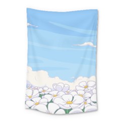 White Petaled Flowers Illustration Adventure Time Cartoon Small Tapestry by Sarkoni