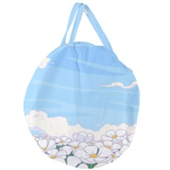 White Petaled Flowers Illustration Adventure Time Cartoon Giant Round Zipper Tote by Sarkoni