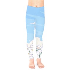 White Petaled Flowers Illustration Adventure Time Cartoon Kids  Leggings by Sarkoni