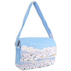 White Petaled Flowers Illustration Adventure Time Cartoon Courier Bag by Sarkoni