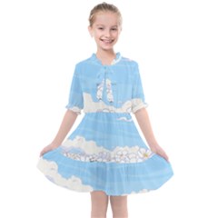 White Petaled Flowers Illustration Adventure Time Cartoon Kids  All Frills Chiffon Dress by Sarkoni