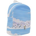 White Petaled Flowers Illustration Adventure Time Cartoon Zip Bottom Backpack View2