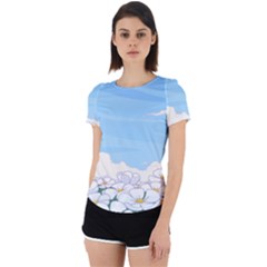 White Petaled Flowers Illustration Adventure Time Cartoon Back Cut Out Sport T-shirt by Sarkoni