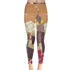 Animated Castle Illustration Adventure Time Cartoon Nature Inside Out Leggings by Sarkoni