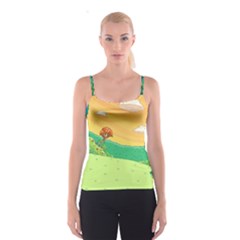 Green Field Illustration Adventure Time Multi Colored Spaghetti Strap Top by Sarkoni