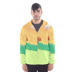 Green Field Illustration Adventure Time Multi Colored Men s Hooded Windbreaker by Sarkoni