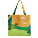 Green Field Illustration Adventure Time Multi Colored Zipper Grocery Tote Bag View2