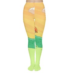 Green Field Illustration Adventure Time Multi Colored Tights by Sarkoni